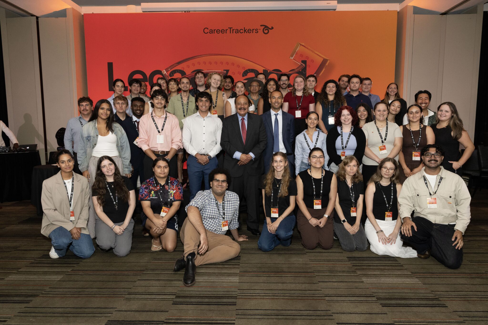 CareerTrackers students and leaders posing together at the Leadership Development Institute student conference.