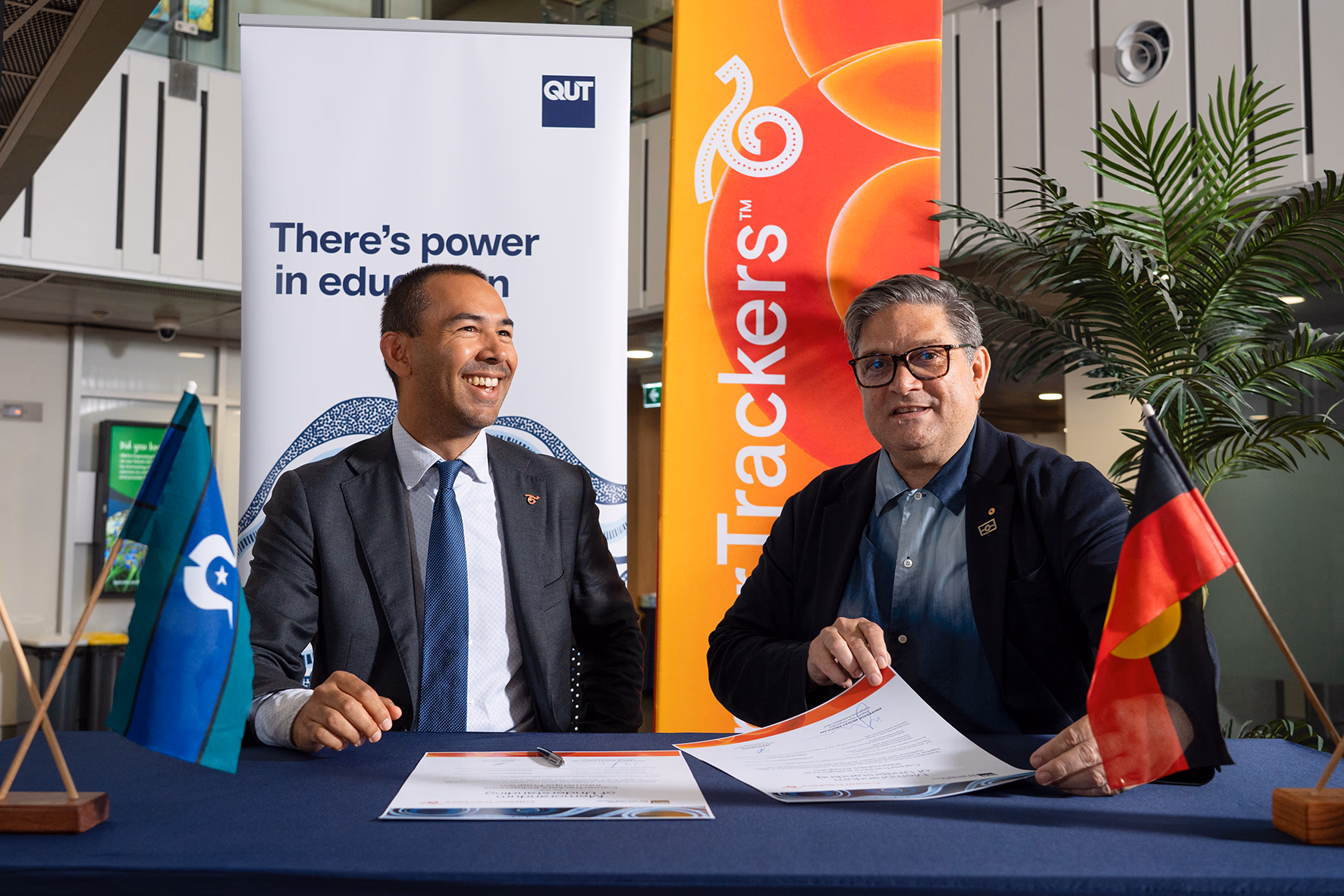 CareerTrackers and QUT representatives at the MOU signing event