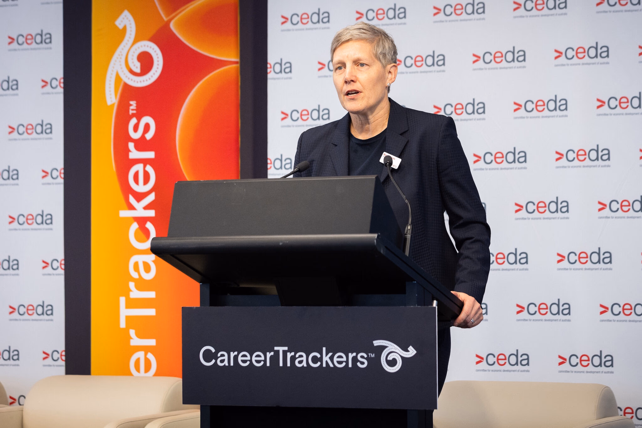 Melinda Cilento, Chief Executive of CEDA, speaking at the event