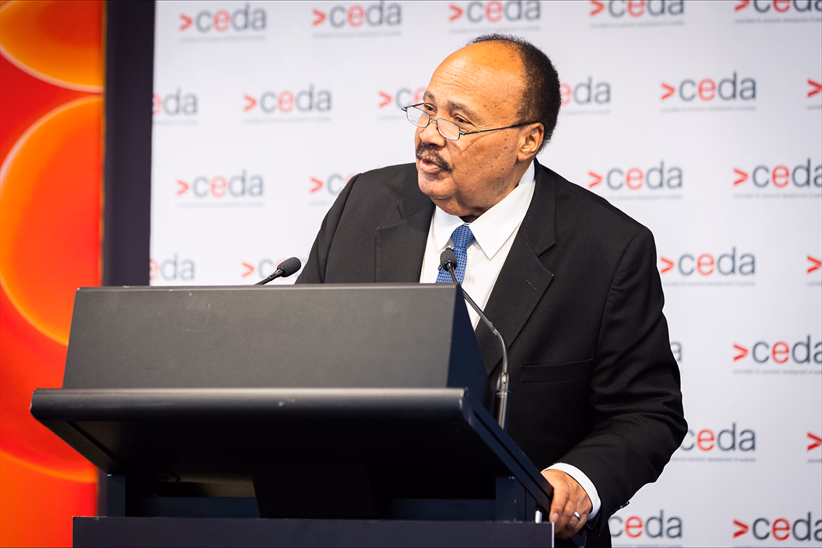 Panel and guests at the CEDA and CareerTrackers event with Martin Luther King III