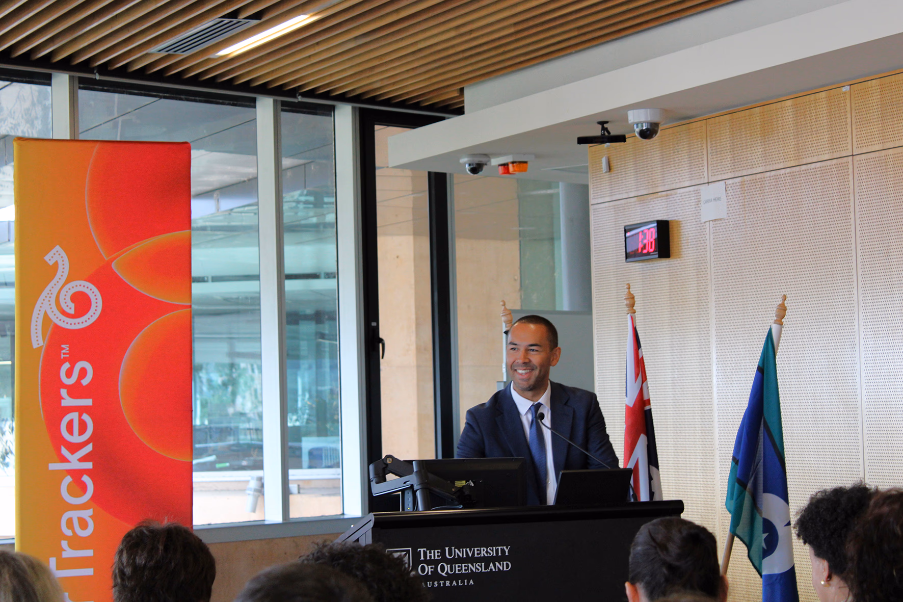 Adam Davids, CEO & Managing Director, CareerTrackers, speaking at the UQ MOU signing