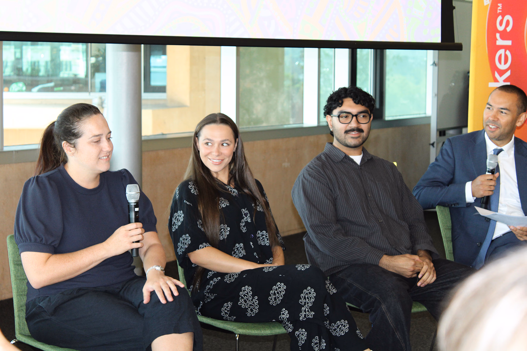 Panel discussion featuring UQ students and CareerTrackers CEO Adam Davids
