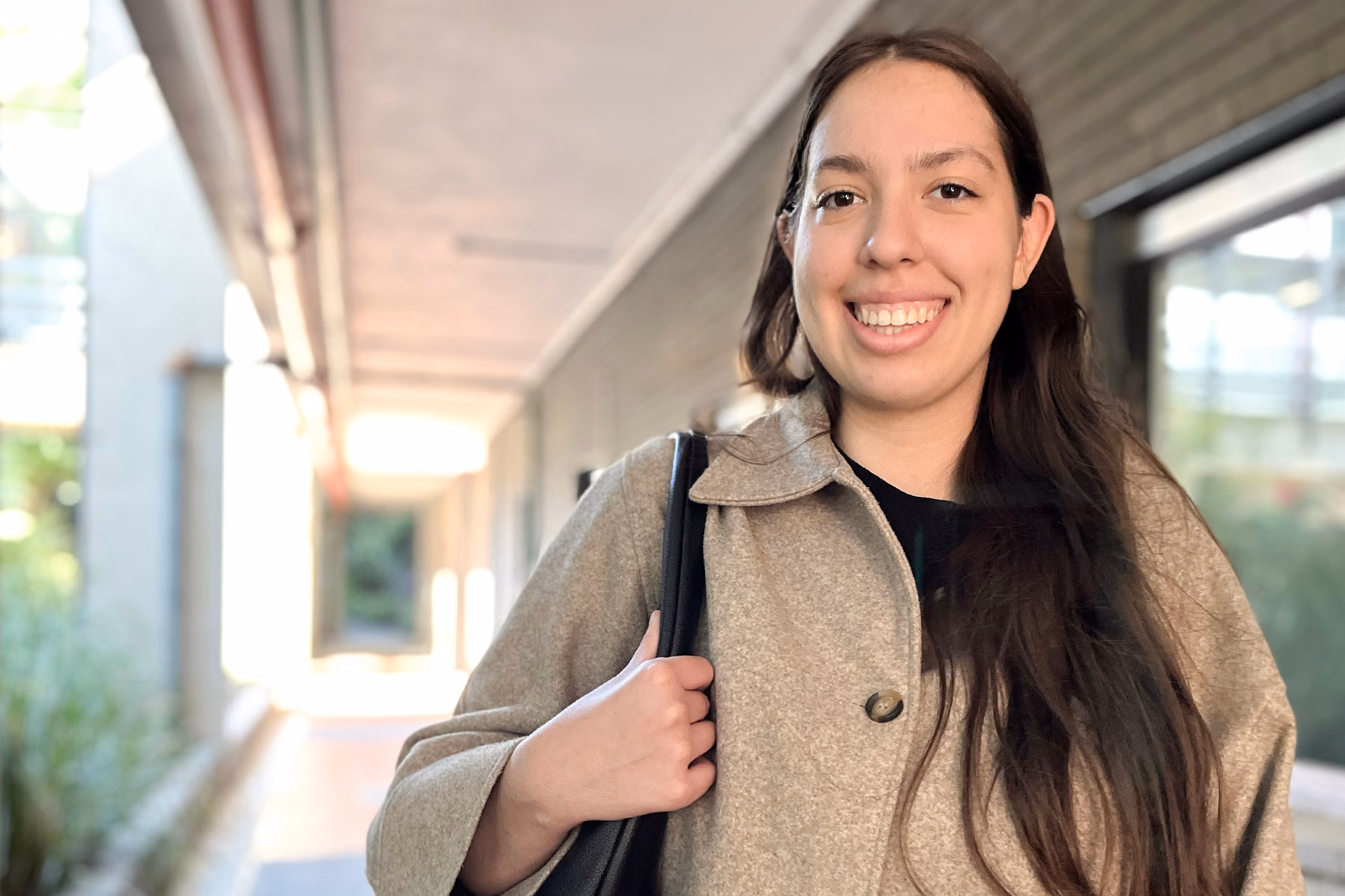 Dakota Lacco outside a campus building